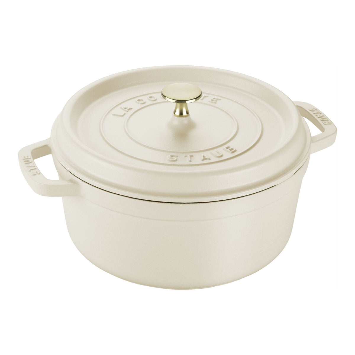 STAUB La Cocotte 5.25 L Cast Iron Round Cocotte, Cream-0