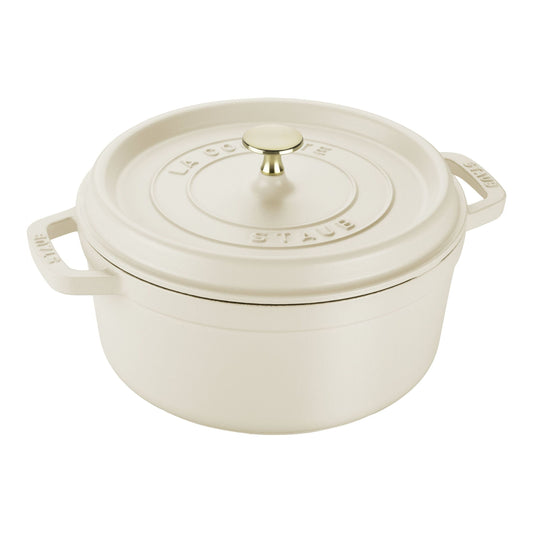 STAUB La Cocotte 5.25 L Cast Iron Round Cocotte, Cream-0
