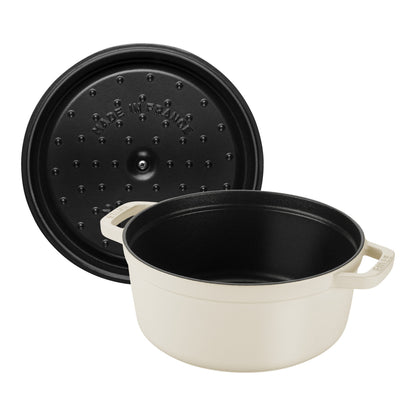 STAUB La Cocotte 5.25 L Cast Iron Round Cocotte, Cream-1