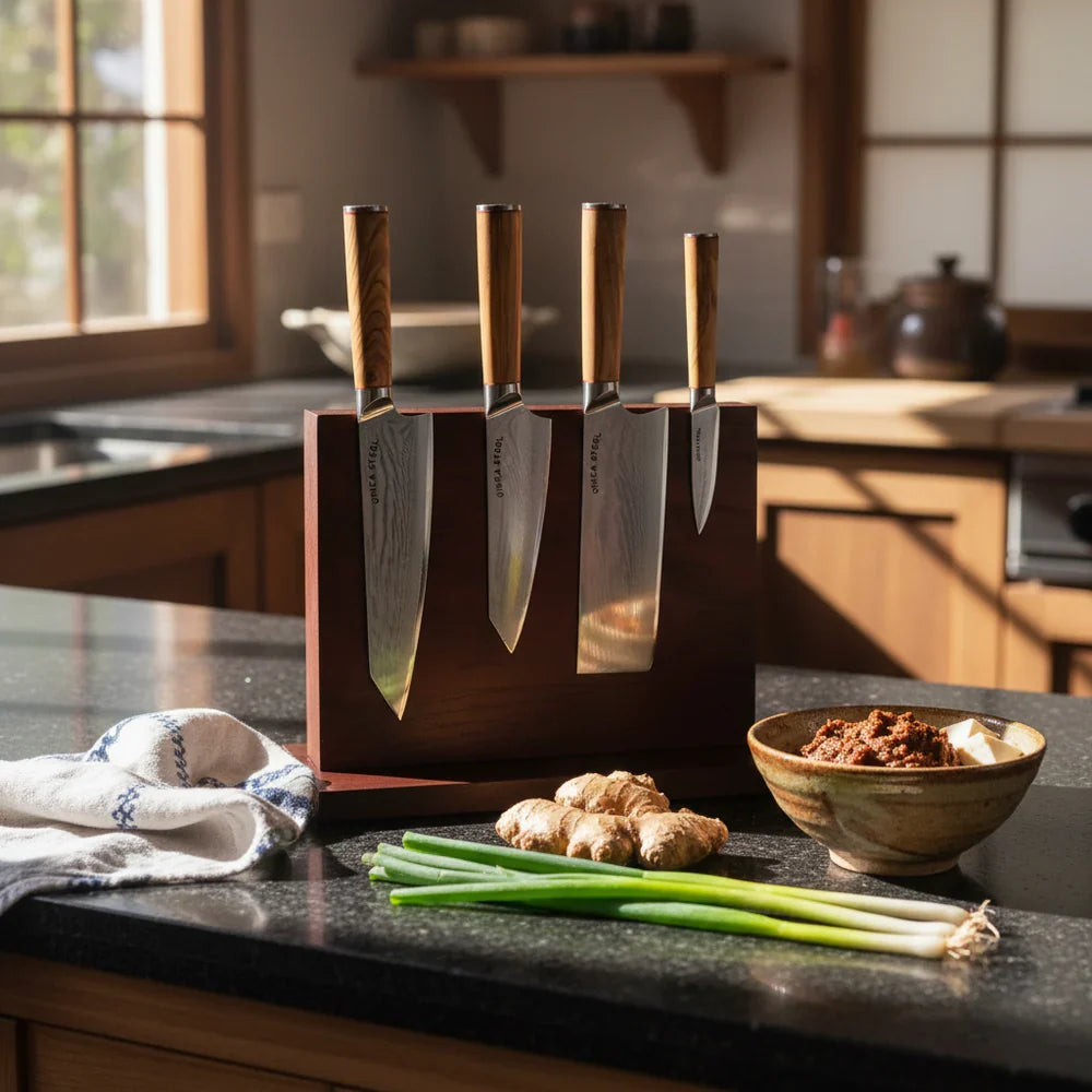 Ginza Steel KC Series MIA FIVE – 5-Piece Essential Knife Set with Magnetic Wood Block-1