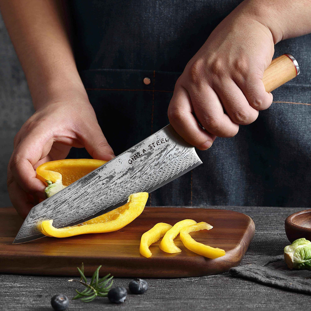 Ginza Steel KC Series MIA FIVE – 5-Piece Essential Knife Set with Magnetic Wood Block-4