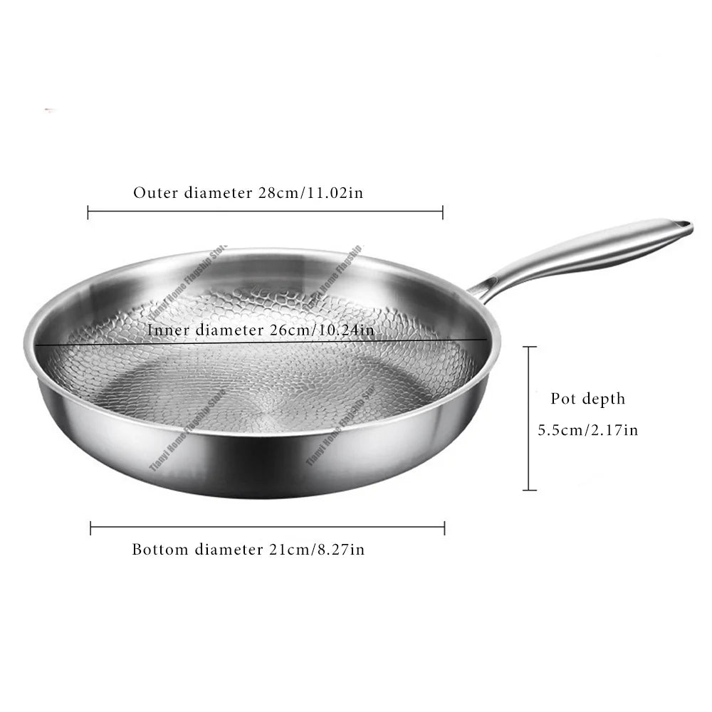 Poêle à frire en acier inoxydable titane 22/24/26/28/30 cm, wok antiadhésif, poêle à œufs et steaks pour la maison, ustensiles de cuisine pour induction et gaz