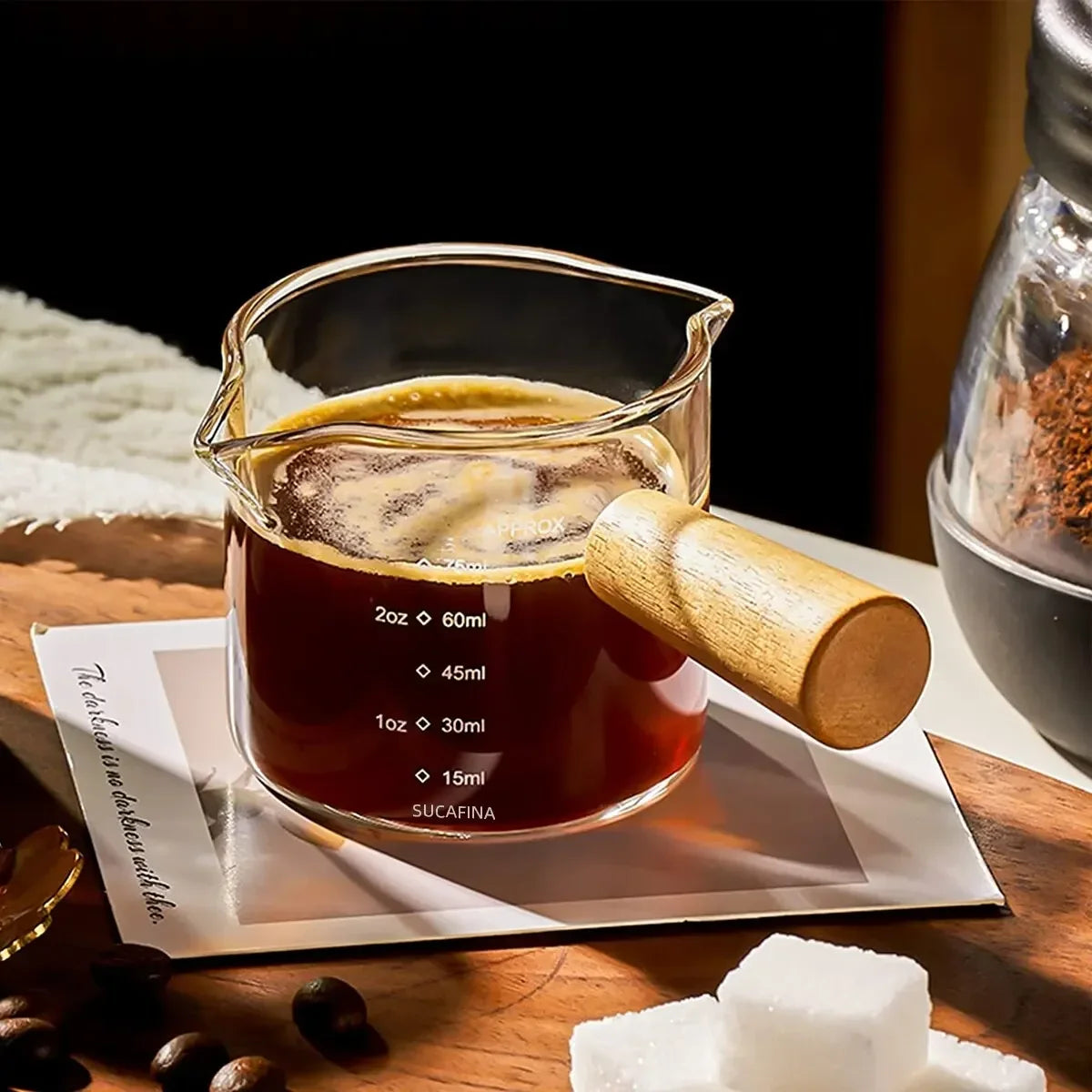 Glass Measuring Cup with Wooden Handle