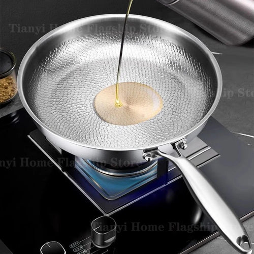 Poêle à frire en acier inoxydable titane 22/24/26/28/30 cm, wok antiadhésif, poêle à œufs et steaks pour la maison, ustensiles de cuisine pour induction et gaz