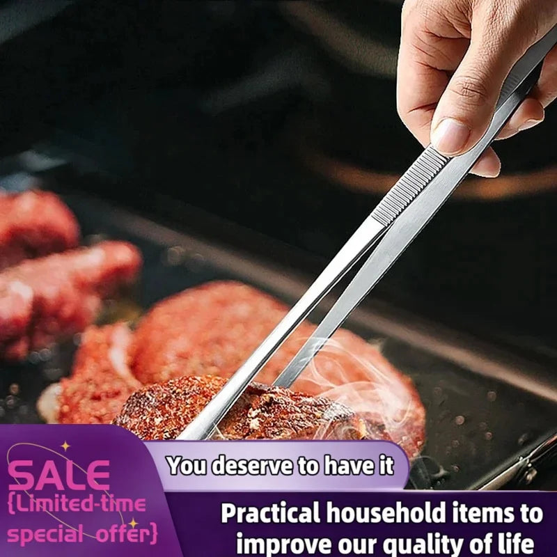 1Pcs Stainless Steel Churrasco Tweezers Clip Buffet BBQ Tool Multifunction Barbecue Tongs Food Tongs Food Clip Kitchen Gadgets