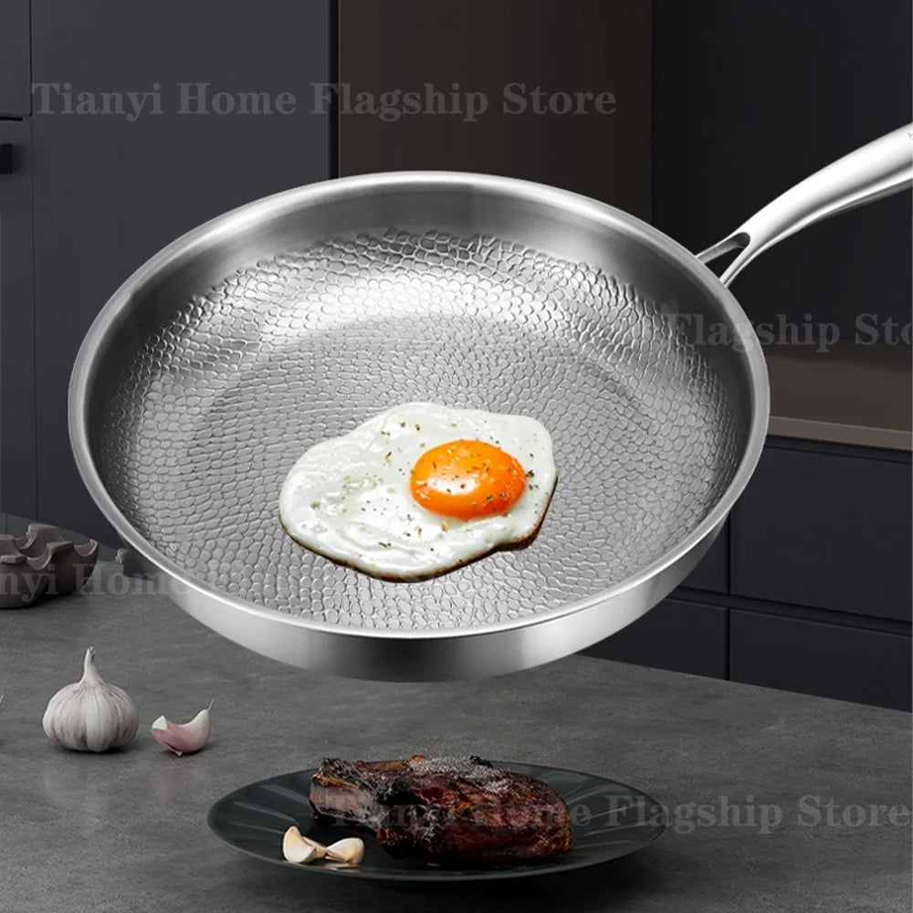 Poêle à frire en acier inoxydable titane 22/24/26/28/30 cm, wok antiadhésif, poêle à œufs et steaks pour la maison, ustensiles de cuisine pour induction et gaz
