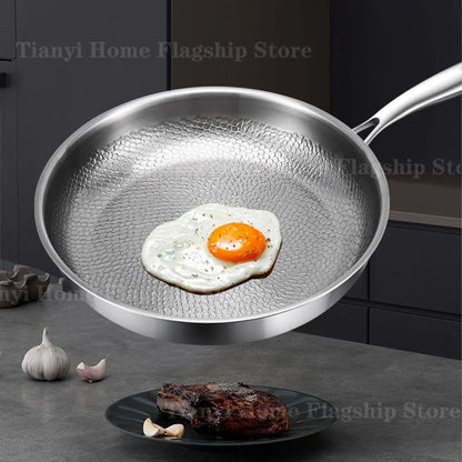 Poêle à frire en acier inoxydable titane 22/24/26/28/30 cm, wok antiadhésif, poêle à œufs et steaks pour la maison, ustensiles de cuisine pour induction et gaz