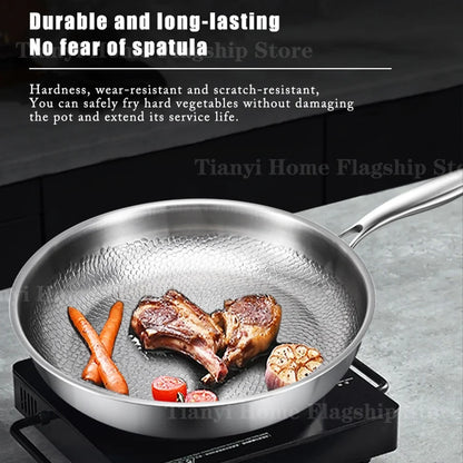 Poêle à frire en acier inoxydable titane 22/24/26/28/30 cm, wok antiadhésif, poêle à œufs et steaks pour la maison, ustensiles de cuisine pour induction et gaz
