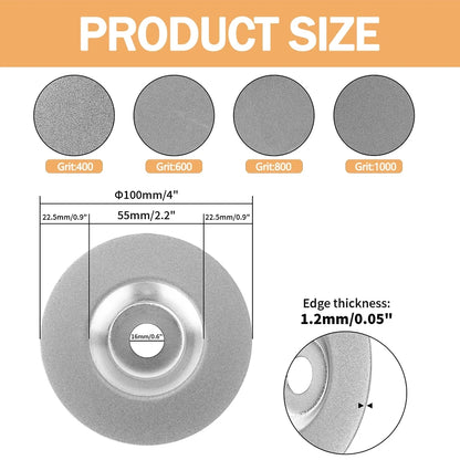 1PC Diamond Sharpening Wheel 100mm Emery Sharpening Disc Abrasive Disc 400-1000 Grit for Angle Grinder Kitchen Scissors Tools