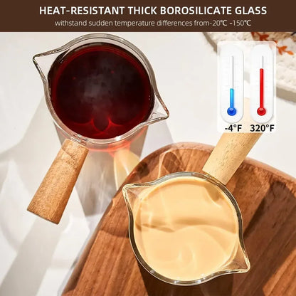 Glass Measuring Cup with Wooden Handle