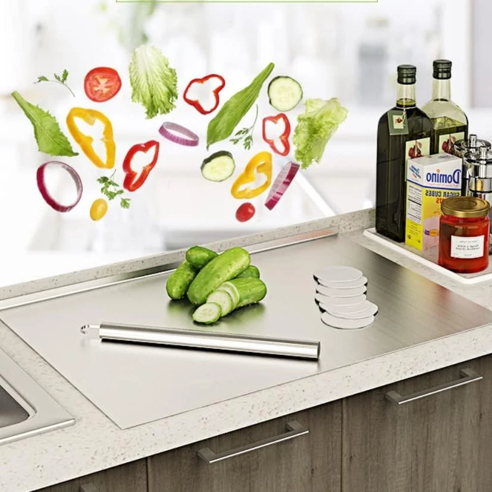 Food Grade Stainless Steel Chopping Board 304 Cutting Board Non-slip Edge Suitable for Cutting Vegetables Pastries Kitchen Tools