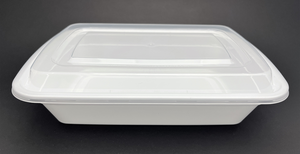 38oz Microwavable White Rectangular Containers w/ Lids - 150 sets - Foodservice and Restaurant Packaging - Take-out Containers - Canadian Distribution-0