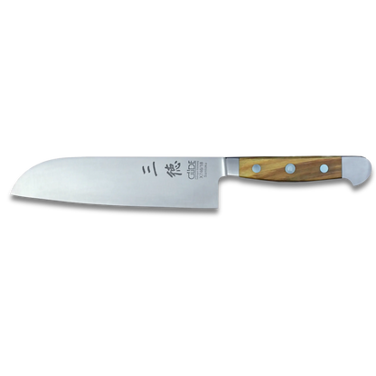 ALPHA OLIVE | Santoku Knife Smooth Blade 7 inch | Forged Steel / Olive wood handle-0