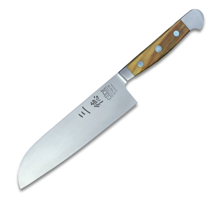ALPHA OLIVE | Santoku Knife Smooth Blade 7 inch | Forged Steel / Olive wood handle-4