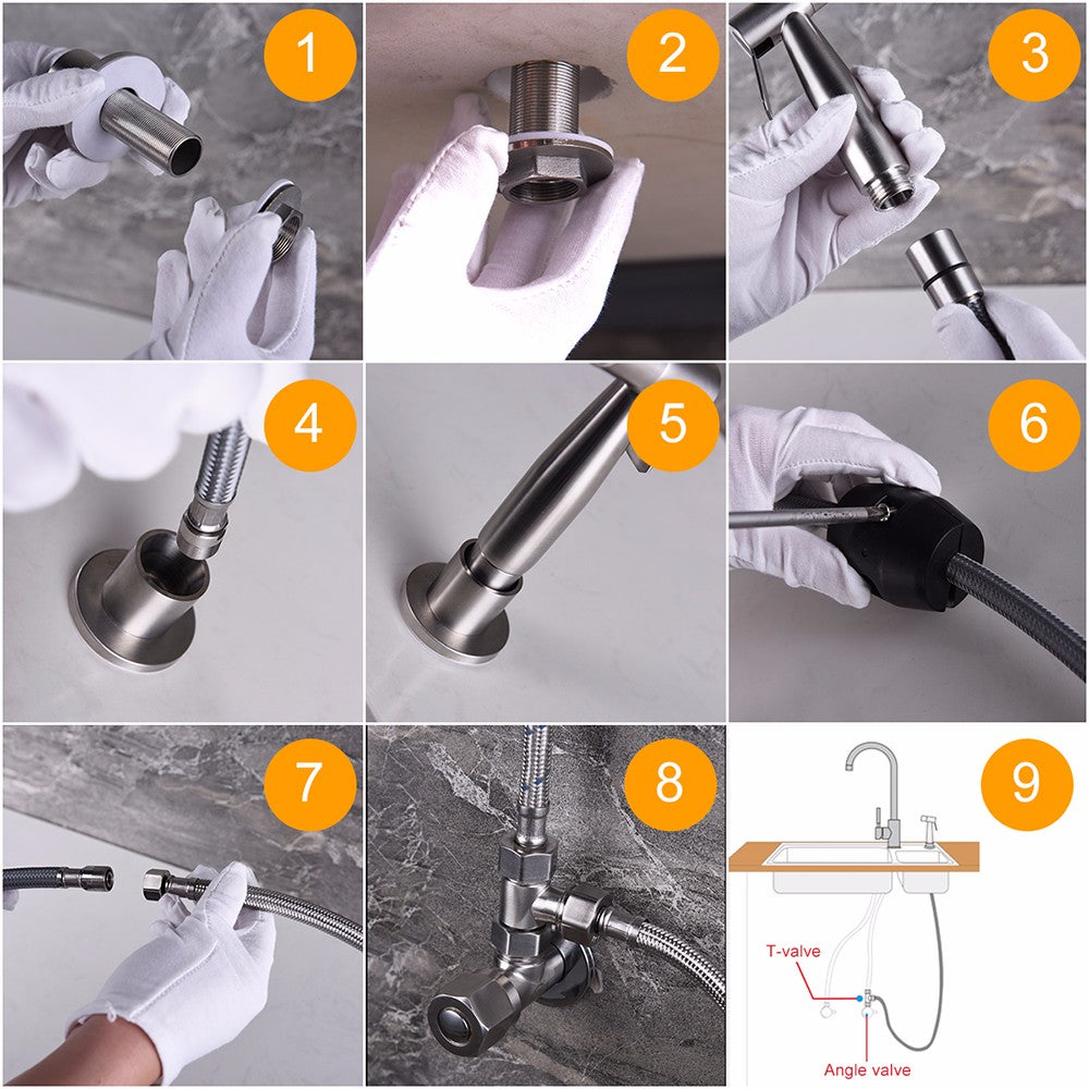 Pull-Down Kitchen Faucet, Stainless Steel