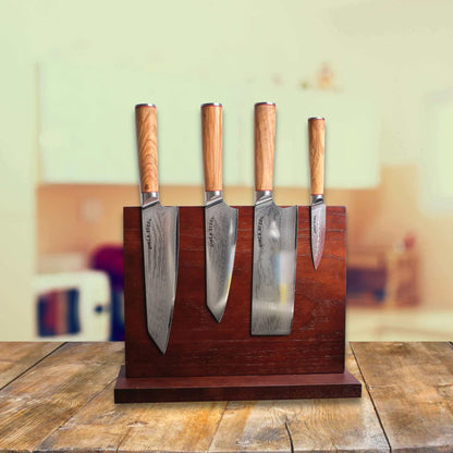 Ginza Steel KC Series MIA FIVE – 5-Piece Essential Knife Set with Magnetic Wood Block-2